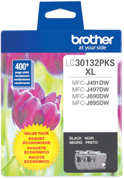 Brother LC3013 High Yield Inks LC30132PKS High-Yield Ink, 400 Page-Yield, Black, 2/Pack