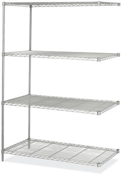 Safco® Industrial Add-On Unit Four-Shelf, 48w x 24d 72h, Steel, Metallic Gray, Ships in 1-3 Business Days