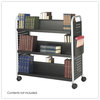 A Picture of product SAF-5335BL Safco® Scoot™ Book Cart Double-Sided Metal, 6 Shelves, 1 Bin, 41.25" x 17.75" Black