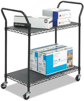 Safco® Wire Utility Cart Metal, 2 Shelves, 400 lb Capacity, 43.75" x 19.25" 40.5", Black