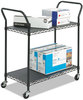 A Picture of product SAF-5337BL Safco® Wire Utility Cart Metal, 2 Shelves, 400 lb Capacity, 43.75" x 19.25" 40.5", Black