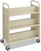 A Picture of product SAF-5357SA Safco® Steel Book Cart Double-Sided Metal, 6 Shelves, 300 lb Capacity, 36" x 18.5" 43.5", Sand