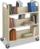 A Picture of product SAF-5357SA Safco® Steel Book Cart Double-Sided Metal, 6 Shelves, 300 lb Capacity, 36" x 18.5" 43.5", Sand