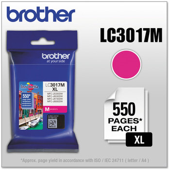 Brother LC3017BK, LC3017C, LC3017M, LC3017Y Ink Innobella High-Yield 550 Page-Yield, Magenta