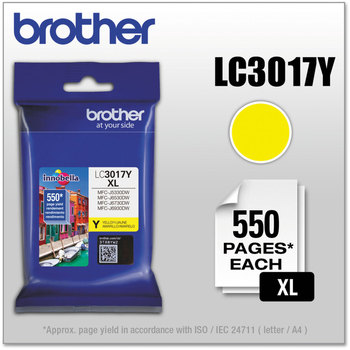 Brother LC3017BK, LC3017C, LC3017M, LC3017Y Ink Innobella High-Yield 550 Page-Yield, Yellow