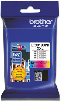 Brother LC30193PK Super High Yield Ink Innobella High-Yield 1,500 Page-Yield, Cyan/Magenta/Yellow