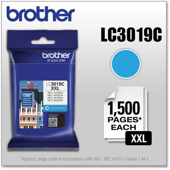 Brother LC3019BK, LC3019C, LC3019M, LC3019Y Ink Innobella Super High-Yield 1,300 Page-Yield, Cyan