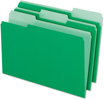 Pendaflex® Interior File Folders 1/3-Cut Tabs: Assorted, Legal Size, Green, 100/Box