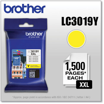 Brother LC3019BK, LC3019C, LC3019M, LC3019Y Ink Innobella Super High-Yield 1,300 Page-Yield, Yellow