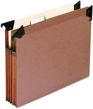 Pendaflex® Premium Expanding Hanging File Pockets with Swing Hooks and Dividers 3 1/5-Cut Tabs, Letter Size, Brown, 5/Box
