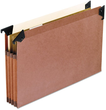 Pendaflex® Premium Expanding Hanging File Pockets with Swing Hooks and Dividers 3 1/5-Cut Tabs, Legal Size, Brown, 5/Box