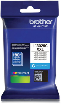 Brother LC3029BK, LC3029C, LC3029M, LC3029Y Ink INKvestment Super High-Yield 1,500 Page-Yield, Cyan