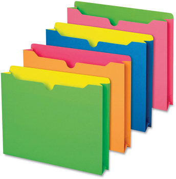 Pendaflex® Twisted Glow Paper File Jacket 2" Expansion, Straight Top Tab, Letter Size, Assorted Colors, 10/Pack