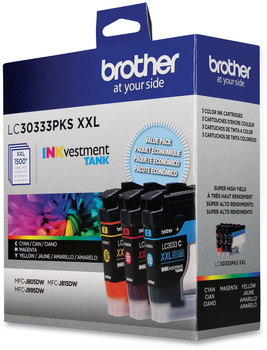 Brother LC3033 Super High Yield Inks LC30333PKS INKvestment High-Yield Ink, 1,500 Page-Yield, Cyan/Magenta/Yellow