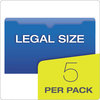 A Picture of product PFX-50993 Pendaflex® Poly File Jackets Straight Tab, Legal Size, Assorted Colors, 5/Pack