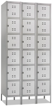 Safco® Box Lockers Three-Column Locker, 36w x 18d 78h, Two-Tone Gray