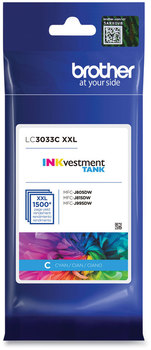 Brother LC3033 Super High Yield Inks LC3033C INKvestment High-Yield Ink, 1,500 Page-Yield, Cyan