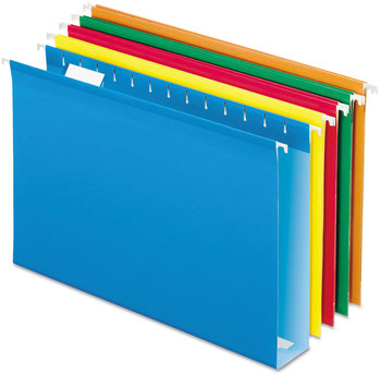 Pendaflex® Extra Capacity Reinforced Hanging File Folders with Box Bottom 2" Legal Size, 1/5-Cut Tabs, Assorted Colors,25/BX