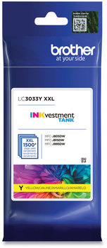 Brother LC3033 Super High Yield Inks LC3033Y INKvestment High-Yield Ink, 1,500 Page-Yield, Yellow