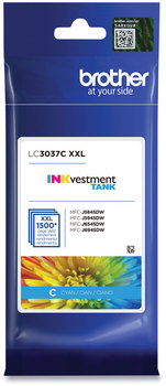 Brother LC3037 Super High Yield Inks LC3037C INKvestment High-Yield Ink, 1,500 Page-Yield, Cyan