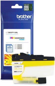 Brother LC3037 Super High Yield Inks LC3037Y INKvestment High-Yield Ink, 1,500 Page-Yield, Yellow