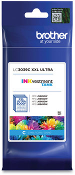 Brother LC3039 Ultra High Yield Inks LC3039C INKvestment High-Yield Ink, 5,000 Page-Yield, Cyan