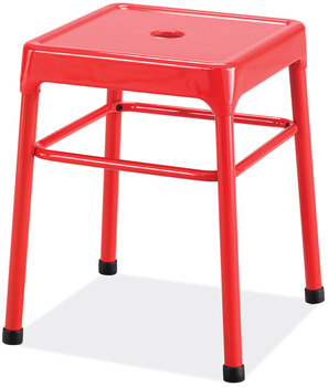 Safco® Steel GuestBistro Stool Backless, Supports Up to 250 lb, 18" Seat Height, Red Base, Ships in 1-3 Business Days