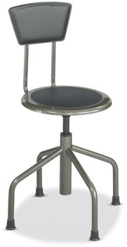 Safco® Diesel Low Base Stool with Back w/Back, Supports 250lb, 16" to 22" High Black Seat, Pewter Ships in 1-3 Business Days