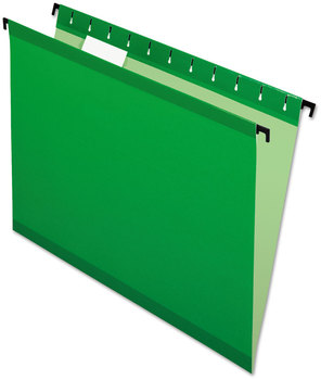 Pendaflex® SureHook® Hanging Folders Letter Size, 1/5-Cut Tabs, Bright Green, 20/Box