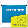 A Picture of product PFX-615215BLU Pendaflex® SureHook® Hanging Folders Letter Size, 1/5-Cut Tabs, Blue, 20/Box