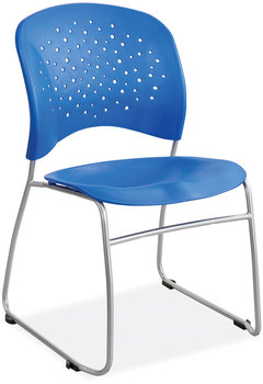 Safco® Reve™ GuestBistro Chair with Sled Base Supports Up to 250 lb, 18" Seat Height, Blue Seat/Back, Silver 2/Carton