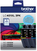 A Picture of product BRT-LC401XL3PKS Brother LC401XL High-Yield Inks LC401XL3PKS Ink, 500 Page-Yield, Cyan/Magenta/Yellow, 3/Pack