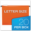 A Picture of product PFX-615215ORA Pendaflex® SureHook® Hanging Folders Letter Size, 1/5-Cut Tabs, Orange, 20/Box