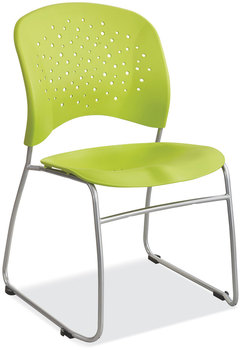Safco® Reve™ GuestBistro Chair with Sled Base Supports Up to 250 lb, 18" Seat Height, Green Seat/Back, Silver 2/Carton