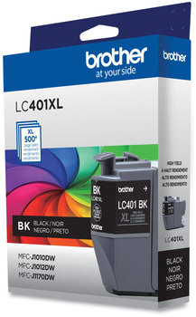 Brother LC401XL High-Yield Inks LC401XLBKS Ink, 500 Page-Yield, Black