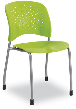 Safco® Reve™ GuestBistro Chair with Straight Legs Supports Up to 250 lb, 18" Seat Height, Green Seat/Back, Silver Base, 2/Carton