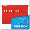 A Picture of product PFX-615215RED Pendaflex® SureHook® Hanging Folders Letter Size, 1/5-Cut Tabs, Red, 20/Box