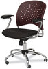 A Picture of product SAF-6809MH Safco® Reve™ Task Chair Round Plastic Wood Back 18" to 22.5" High Black Seat,Mahogany Back,Silver Base, Ships in 1-3 Business Days