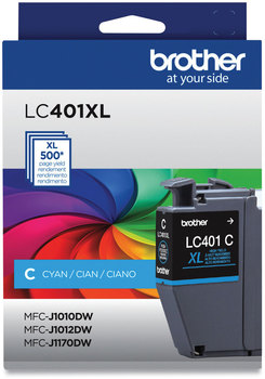 Brother LC401XL High-Yield Inks LC401XLCS Ink, 500 Page-Yield, Cyan