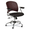 A Picture of product SAF-6809MH Safco® Reve™ Task Chair Round Plastic Wood Back 18" to 22.5" High Black Seat,Mahogany Back,Silver Base, Ships in 1-3 Business Days