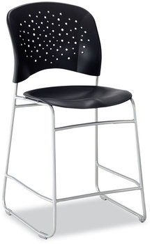 Safco® Reve™ Counter Height Chair Supports Up to 250 lb, 25" High Black Seat, Back, Silver Base, Ships in 1-3 Business Days