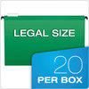 A Picture of product PFX-615315BGR Pendaflex® SureHook® Hanging Folders Legal Size, 1/5-Cut Tabs, Bright Green, 20/Box