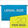 A Picture of product PFX-615315BLU Pendaflex® SureHook® Hanging Folders Legal Size, 1/5-Cut Tabs, Blue, 20/Box