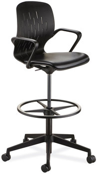 Safco® Shell Extended-Height Chair Supports Up to 275 lb, 22" 32" High Black Seat, Back/Base, Ships in 1-3 Business Days