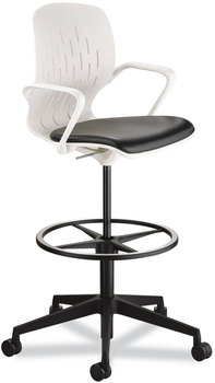 Safco® Shell Extended-Height Chair Max 275 lb, 22" to 32" High Black/White Seat, White Back, Black Base, Ships in 1-3 Business Days