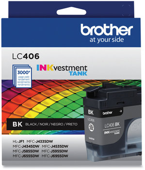 Brother LC406 Inks LC406BKS INKvestment Ink, 3,000 Page-Yield, Black