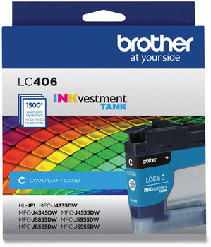 Brother LC406 Inks LC406CS INKvestment Ink, 1,500 Page-Yield, Cyan