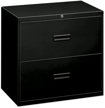HON® 400 Series Lateral File 2 Legal/Letter-Size Drawers, Black, 30" x 18" 28"