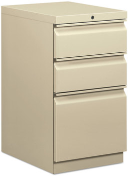 HON® Mobile Pedestals Left or Right, 3-Drawers: Box/Box/File, Legal/Letter, Putty, 15" x 20" 28"
