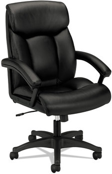 HON® HVL151 Executive High-Back Leather Chair Supports Up to 250 lb, 17.75" 21.5" Seat Height, Black